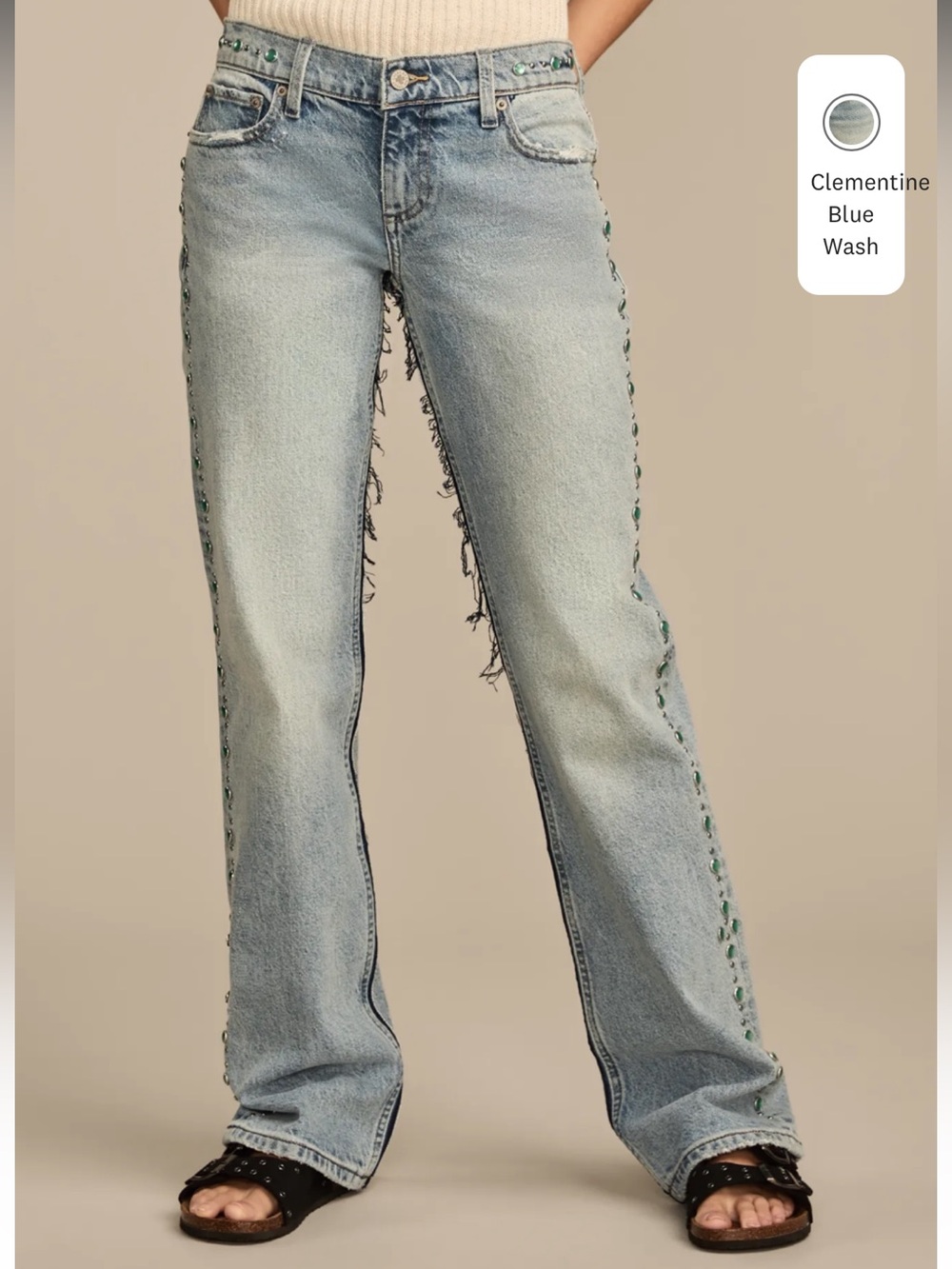 Lucky Brand Blue Wash Wide-Leg Jeans with Side Embellishments